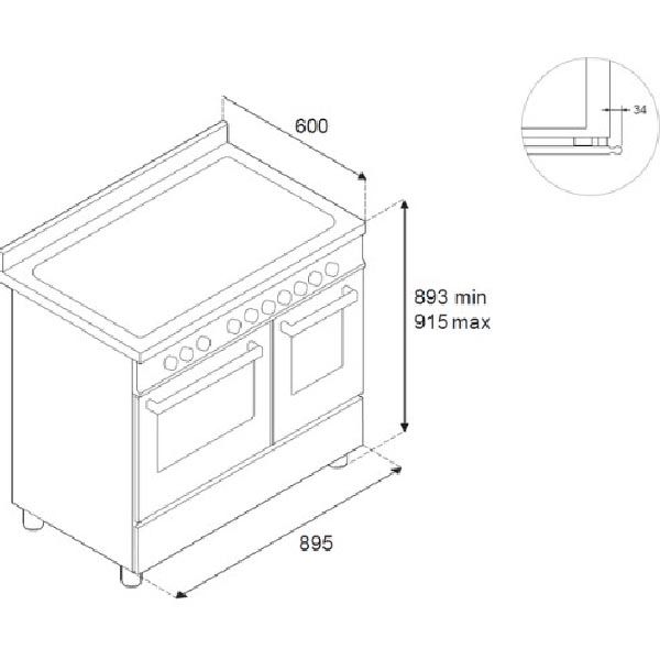 Bertazzoni HER95I2EXT2 Heritage Induction Range Cooker