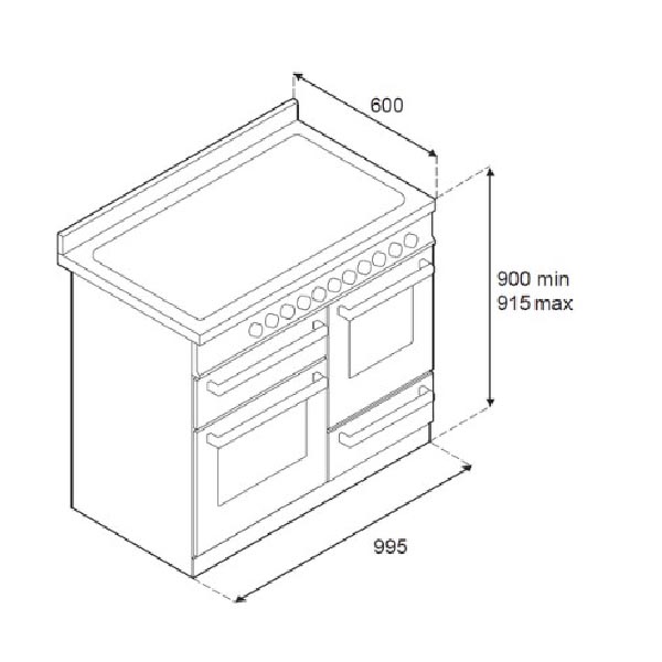 Bertazzoni PRO106L3EBIT2 Professional Dual Fuel Range Cooker