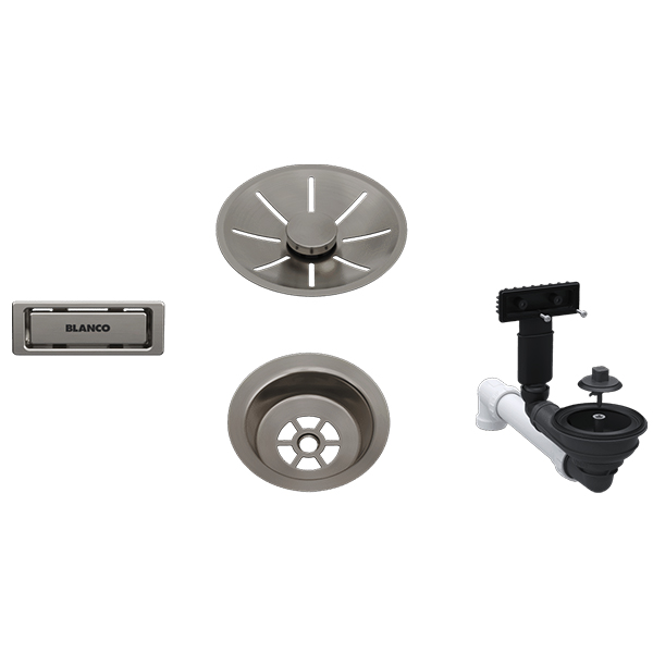 Blanco 207425 Waste & InFino fitting set Single bowl - Satin Platinum