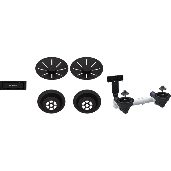 Blanco 207438 Waste & InFino fitting set Double bowl - Matt Black