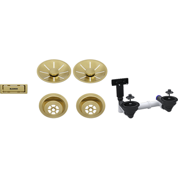 Blanco 207439 207438 Waste & InFino fitting set Double bowl - Satin Gold