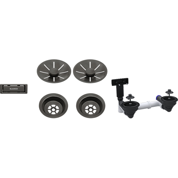 Blanco 207440 Waste & InFino fitting set Double bowl - Satin Dark Steel