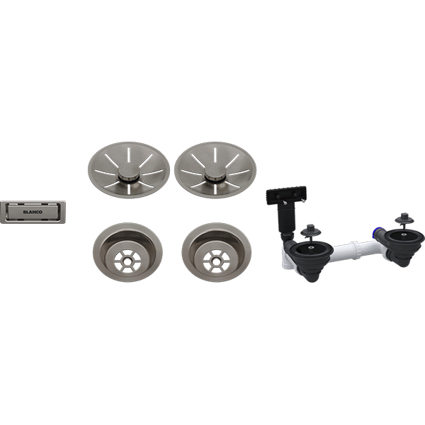 Blanco 207441 Waste & InFino fitting set Double bowl - Satin Platinum