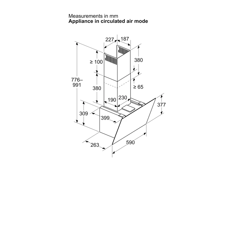 Bosch DWK65DF61B Series 4 Angled Chimney Hood