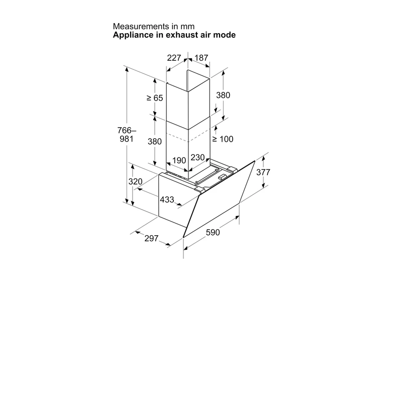 Bosch DWK67PN61B Series 6 Angled Chimney Hood