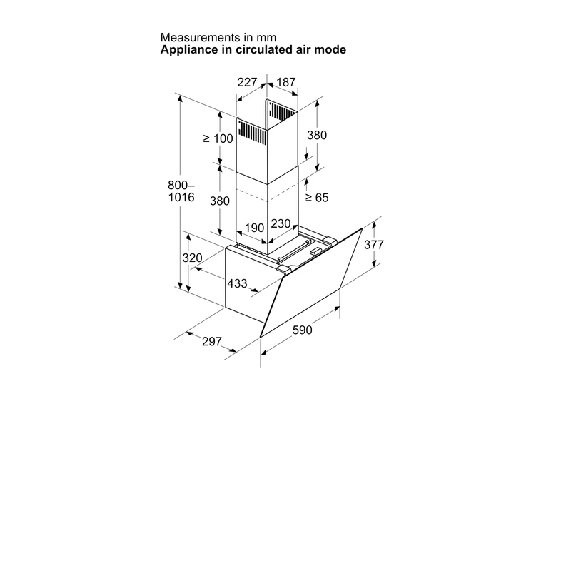 Bosch DWK67PN61B Series 6 Angled Chimney Hood