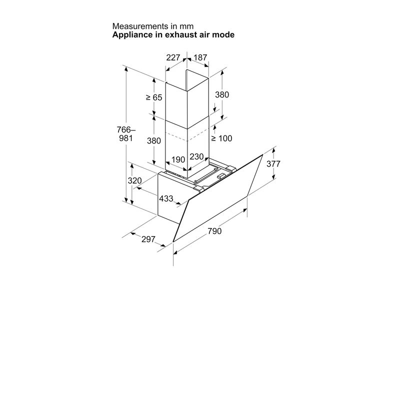 Bosch DWK87PN61B Series 6 Angled Chimney Hood