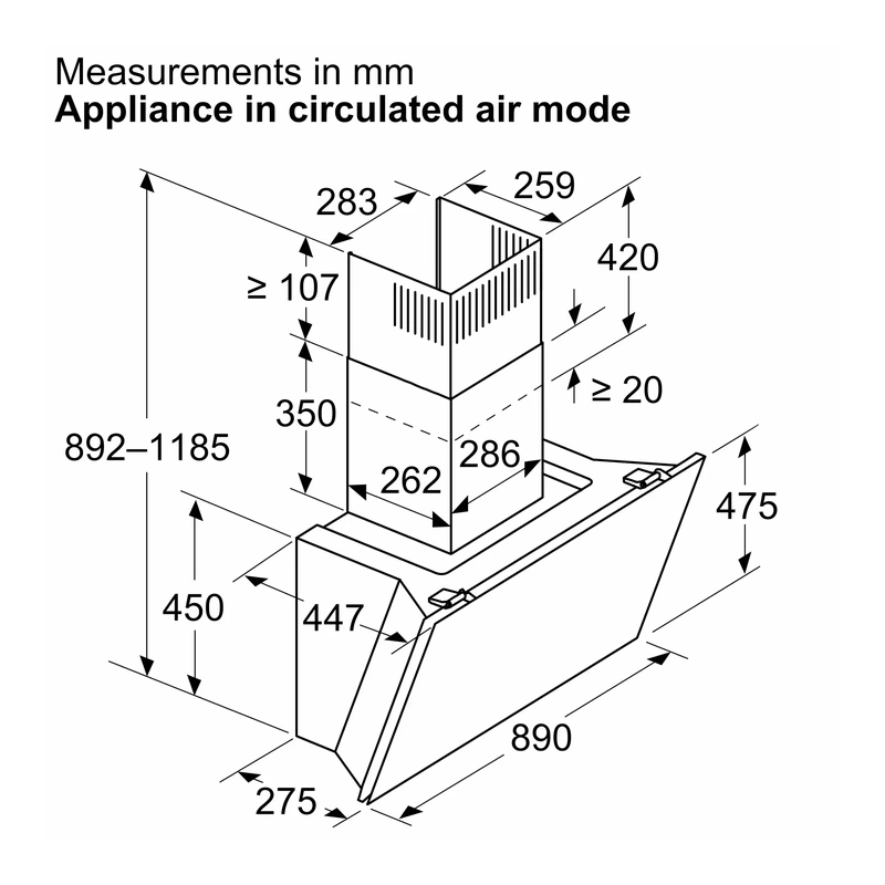 Bosch DWK91LT60B Series 8 Chimney Hood