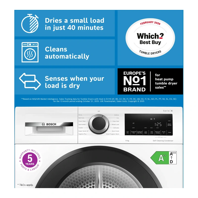 Bosch WQG24502GB Series 6 Heat Pump Dryer