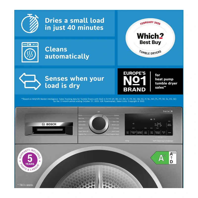 Bosch WQG245R2GB Series 6 Heat Pump Dryer