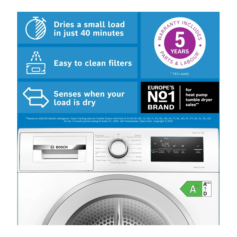 Bosch WTH85226GB Series 4 Heat Pump Dryer