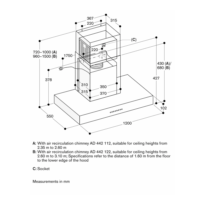 Gaggenau AW442120 400 Series Chimney Hood