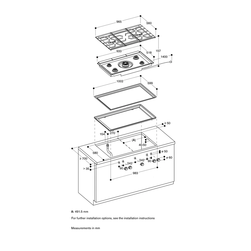 Gaggenau CG492111F 400 Series Gas Hob - LPG