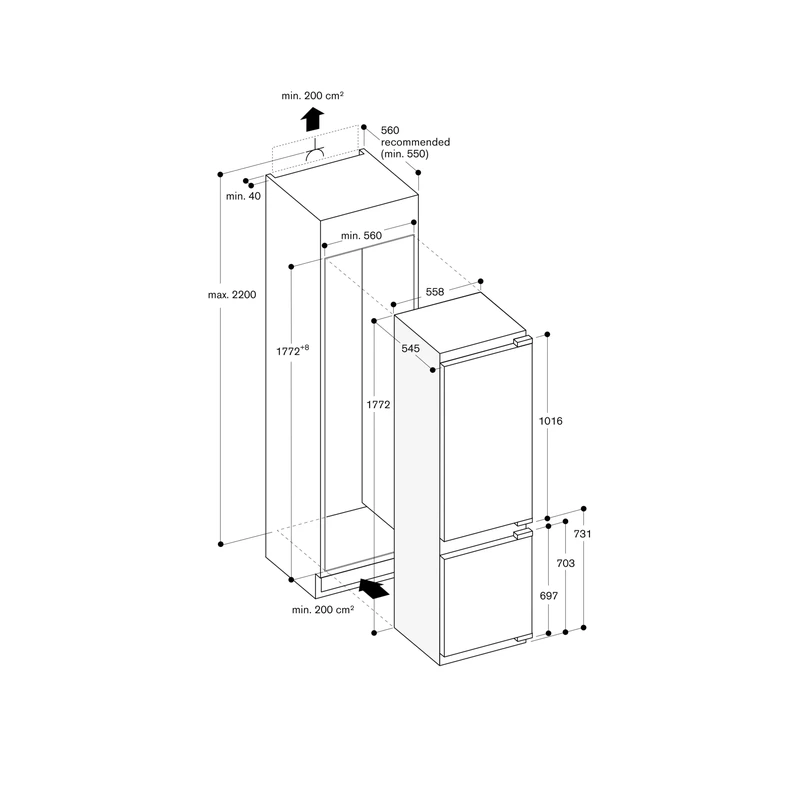 Gaggenau RB289300 Vario 200 Fridge Freezer