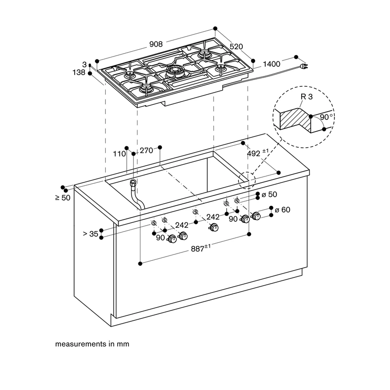 Gaggenau VG491115F 400 Series Gas Hob - LPG
