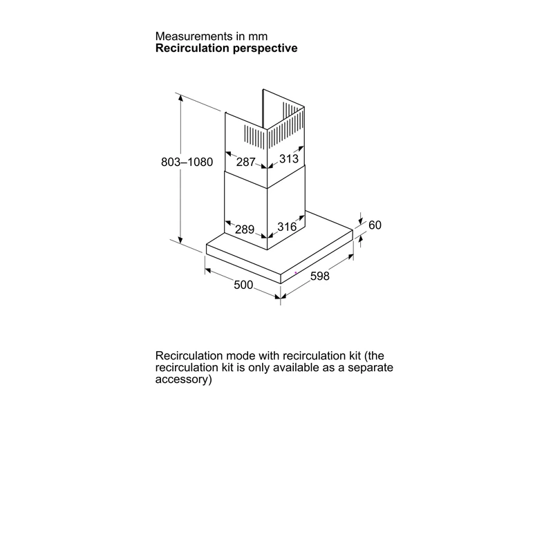 Neff D65BCC2S0B N50 Box Chimney Hood