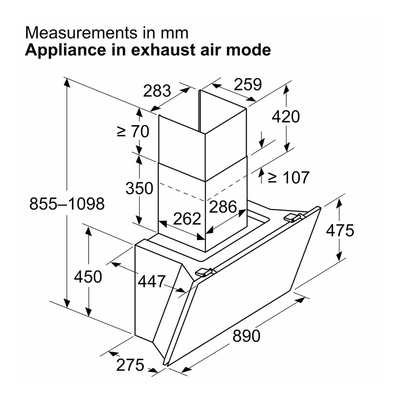 Neff D98IPT2Y5 N90 Flex Design Angle Chimney Hood