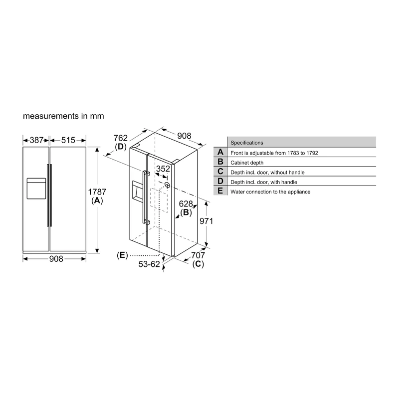 Neff KA3923IE0G N70 91cm Fridge Freezer