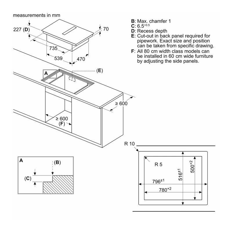 Neff V58PHQ4C0 N70 Venting FlexInduction Hob