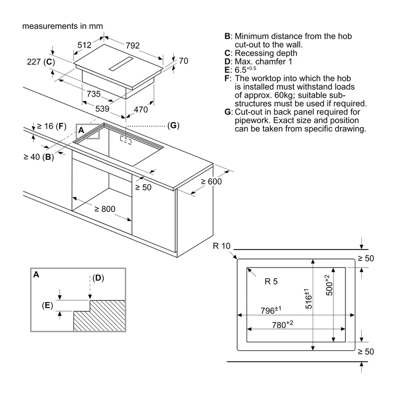 Neff V58PHQ4C0 N70 Venting FlexInduction Hob