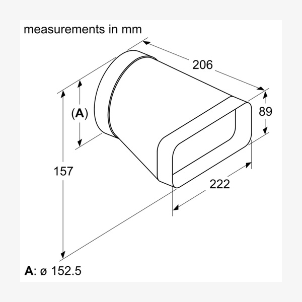 Neff Z861SI0 Straight Adaptor / Converter flat to round (Ø 150mm)