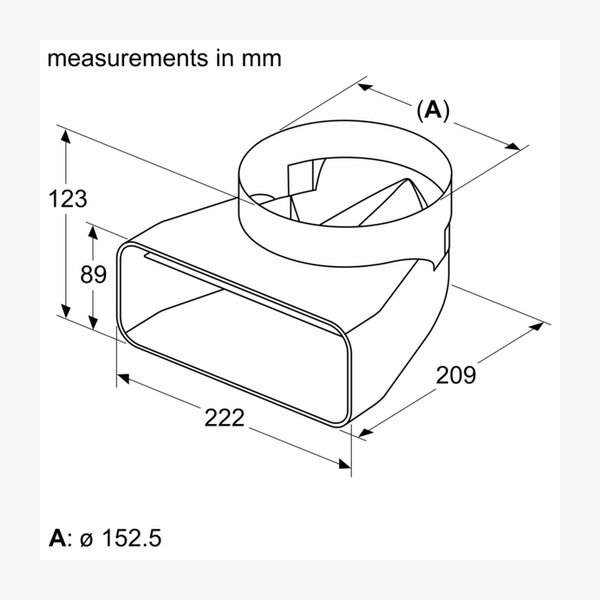 Siemens HZ9VDSI1 90° Adaptor / Converter flat to round (Ø 150mm)