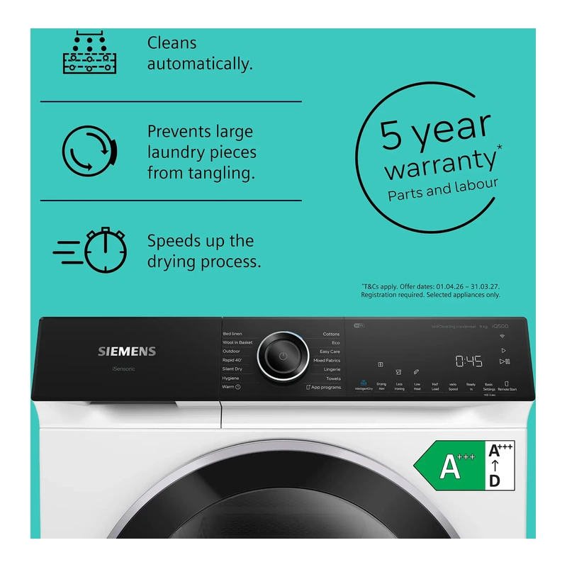 Siemens WQ46H2D9GB iQ500 Heat Pump Dryer