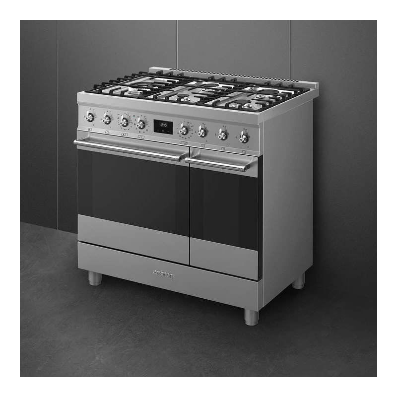 Smeg C92GPX2 Pyro Freestanding Dual Fuel Range Cooker