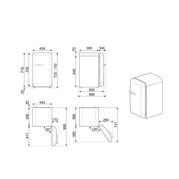 Smeg FAB5RPB6 50's Style Minibar