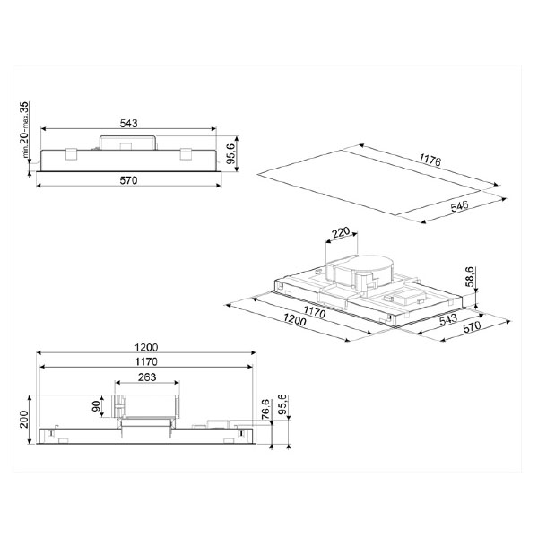 Smeg KLT12L4WH Ceiling Hood