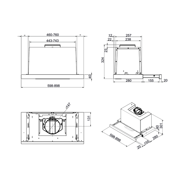 Smeg Telescopic Hood