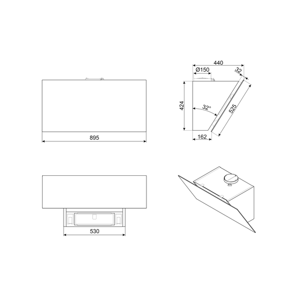 Smeg Angled Chimney Hood
