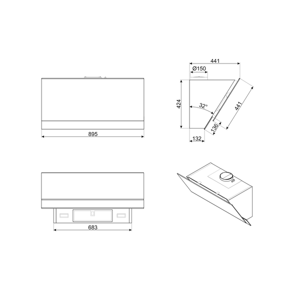 Smeg Dolce Stil Novo Angled Chimney Hood