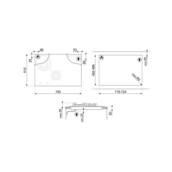 Smeg Dolce Stil Novo Gas Hob