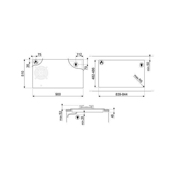 Smeg Dolce Stil Novo Mixed Fuel Hob
