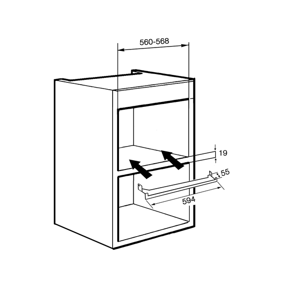 Smeg PR3845N Black Spacer Cover For Furniture (column installation of more