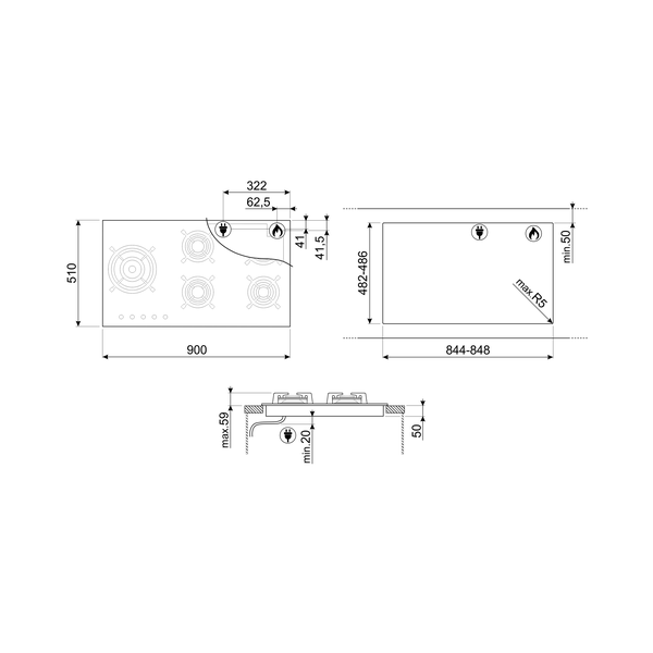 Smeg Dolce Stil Novo Gas Hob