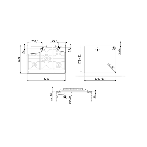 Smeg SR275XGH2 Cucina Gas Hob