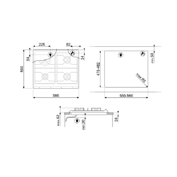 Smeg SRV564GH3 Gas Hob