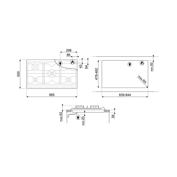 Smeg SRV596GH5 Cucina Gas Hob
