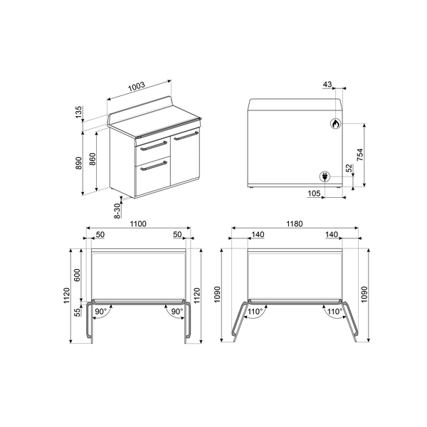 Smeg TR103BL Victoria Dual Fuel Range Cooker