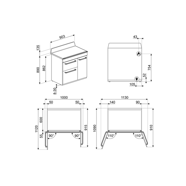 Smeg TR93GR Multifunction Range Cooker