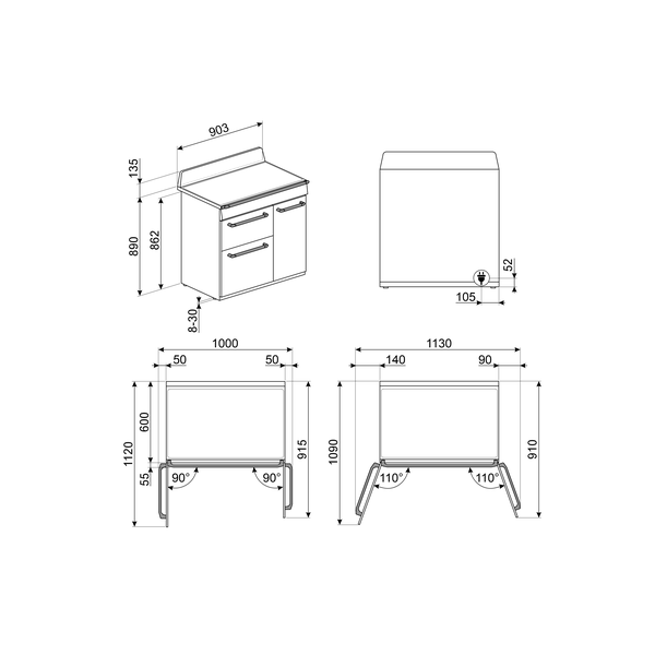 Smeg TR93IBL2 Multifunction Range Cooker
