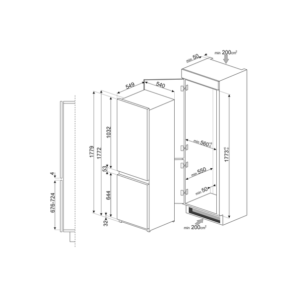 Smeg UKC8173N1E Fridge Freezer
