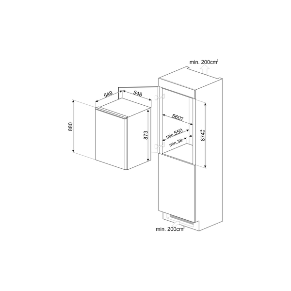 Smeg UKS4C092D Fridge inc Ice Box