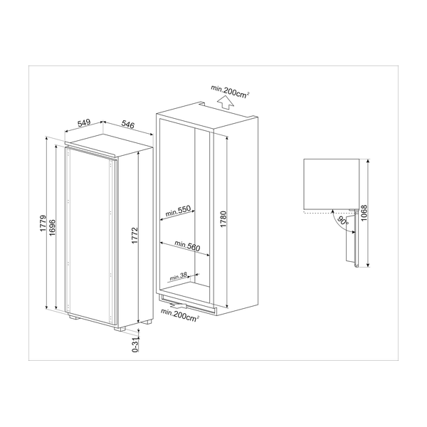 Smeg UKS9F174NE Larder Fridge