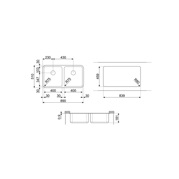 Smeg UM45 Sink