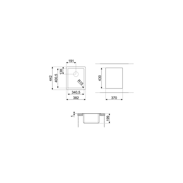 Smeg VFU34SFR Undermount Sink