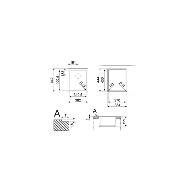Smeg VFU34SFR Undermount Sink