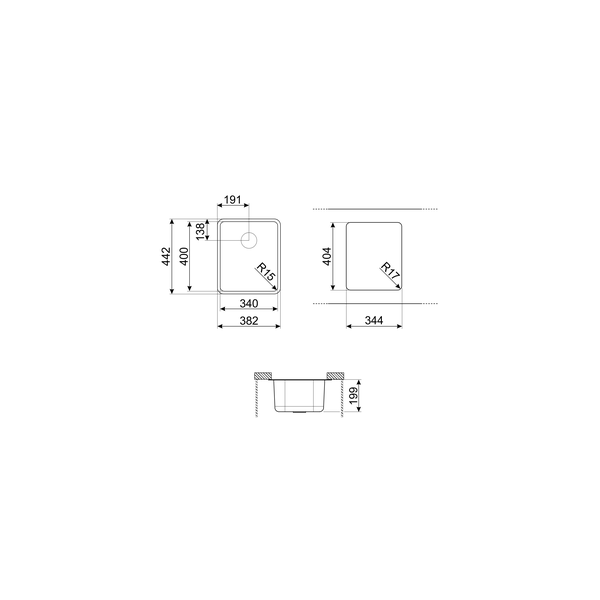 Smeg VFU34SFR Undermount Sink